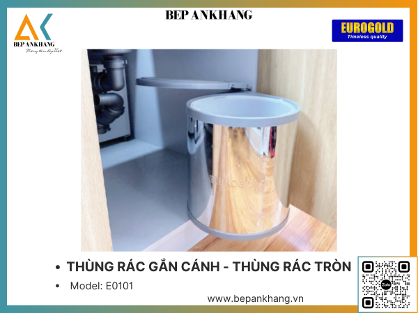 THÙNG RÁC GẮN CÁNH - THÙNG RÁC TRÒN EUROGOLD E0101 - 350mm